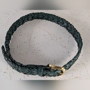 Talbots Green and Gold Braided Belt with Intricate Design